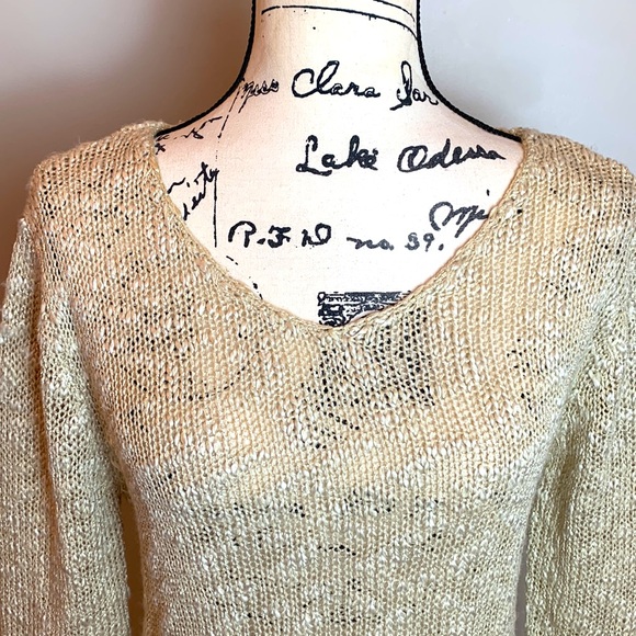 Elan Hi Lo Metallic Sweater With Open Knit Back NEW! - Picture 4 of 7